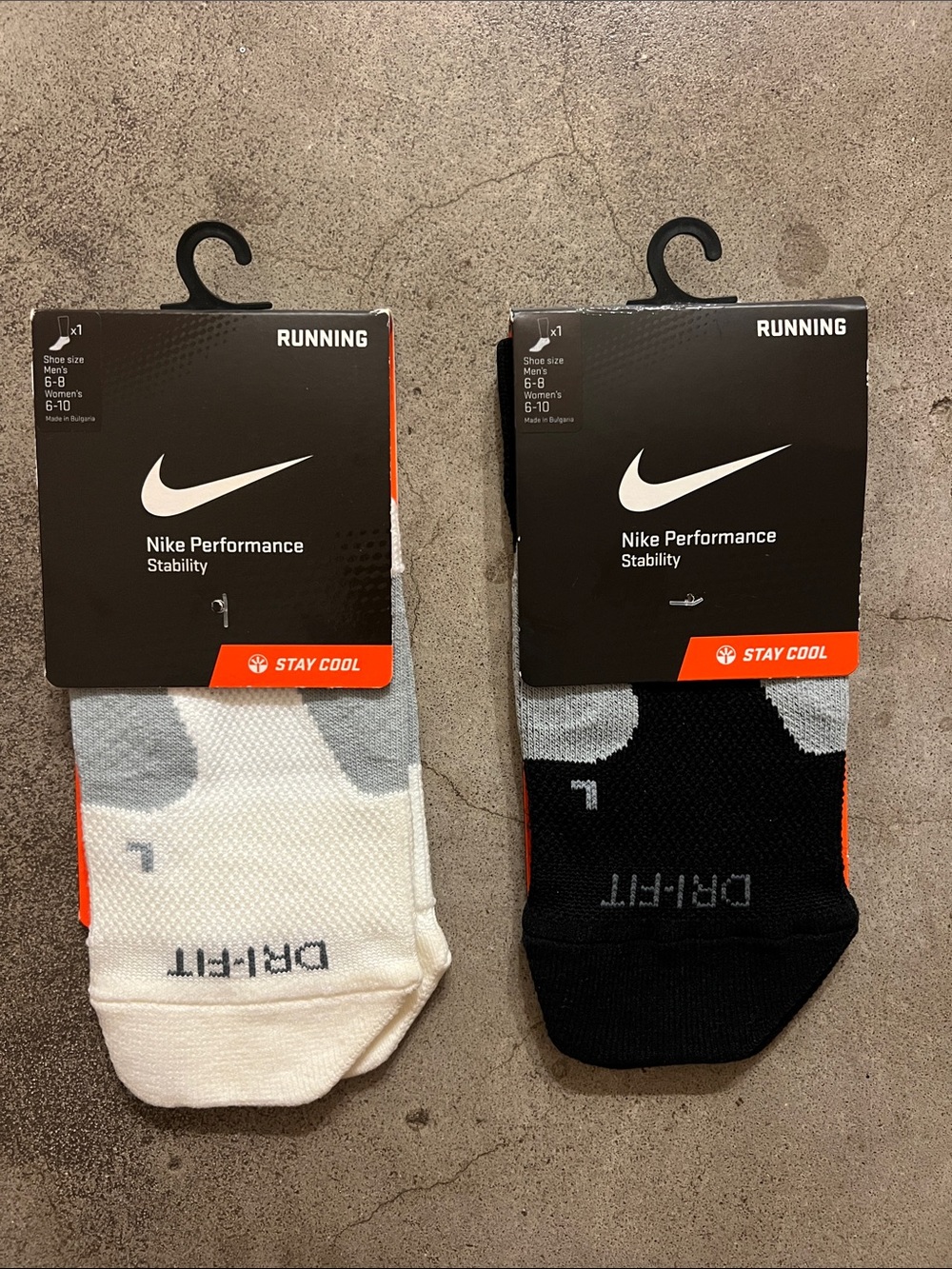 Nike Running Stability Socks - Black & White with Gray Accents unisex socks